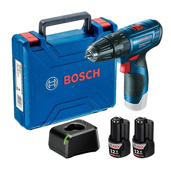 Taladro Atornillador Percutor Bosch Gsb 120-li 2 Baterías Color Azul
