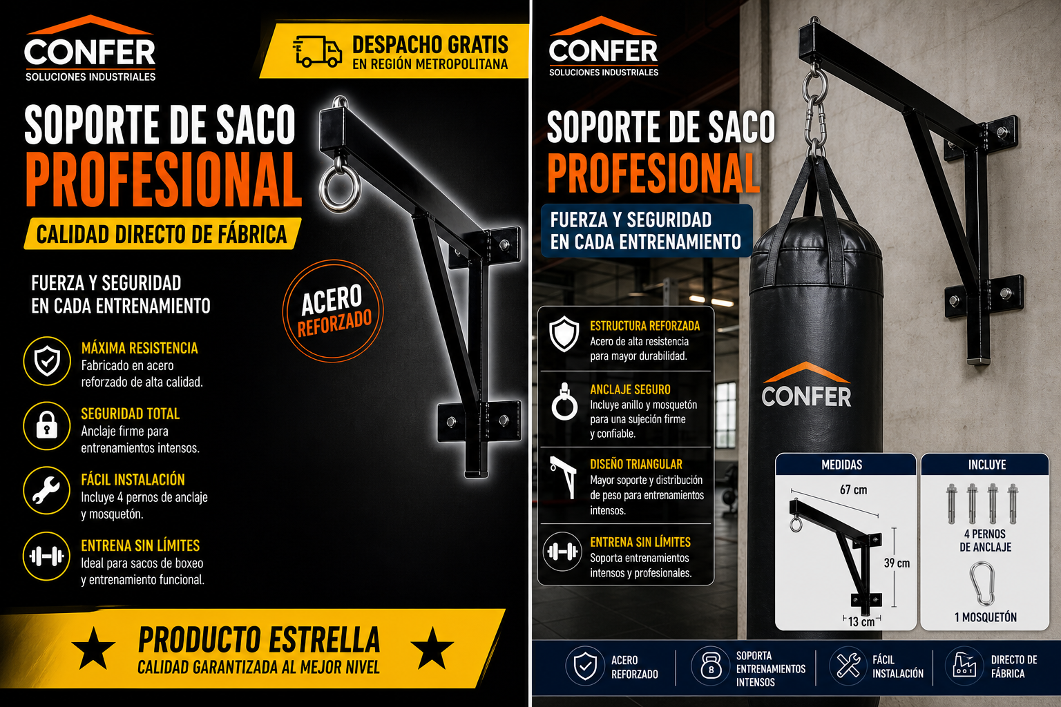 Soporte Saco de Boxeo Acero Alta Calidad - Imagen 2