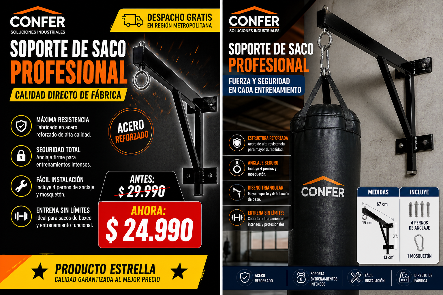 Soporte Saco de Boxeo Acero Alta Calidad - Imagen 4